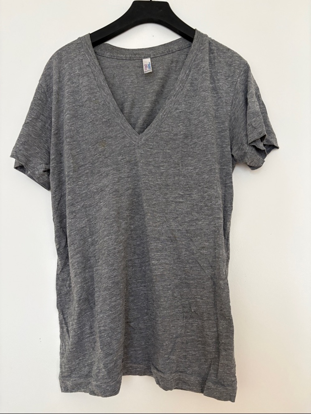 American Apparel Gray V-Neck Short Sleeve Tee